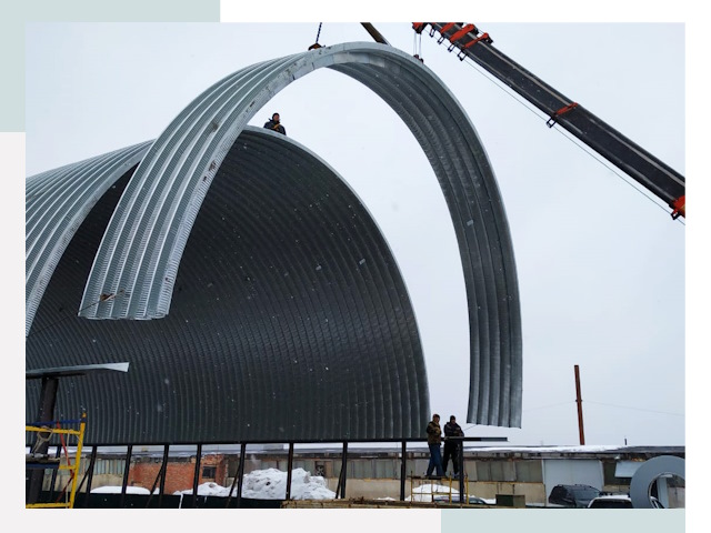 Полукруглые ангары в Назарове